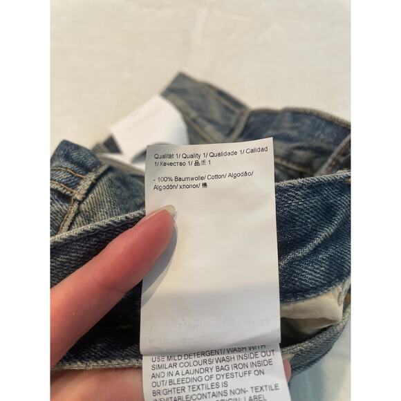 ESCADA SPORTS Rhinestone Patchwork Skinny Ripped Jeans 36 Bright Blue NWT - Picture 7 of 9